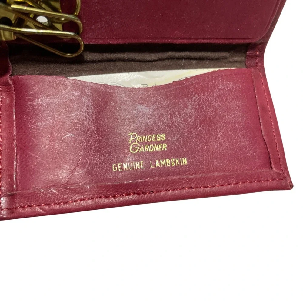 Prince Gardner Maroon Lambskin Leather Six-Ring Key Case Holder‎ Wallet
